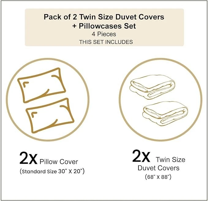 Ambesonne Wolf Duvet Cover Sets with 2 Duvet Covers & 2 Pillowcases Twin Size - Image 3 of 3