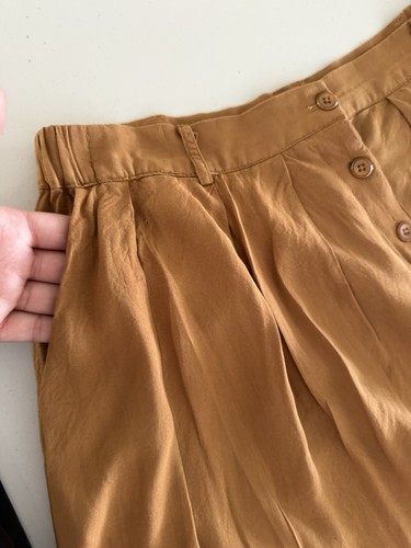 ModCloth A-line Flowy Skirt Women Size L Light Brown Mustard Color With Pockets - Picture 6 of 10
