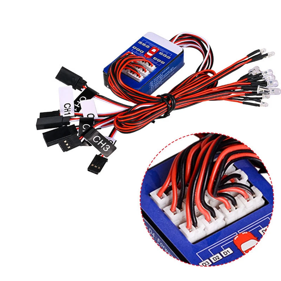 12 LED Simulation Lights Steering Brake Smart System for TAMIYA 1/8 1/10 RC Car - Image 3 of 4