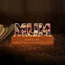 Mothers Day Gifts for Mum, Mum Birthday Gifts, Dry Flower Night Lights Presents 