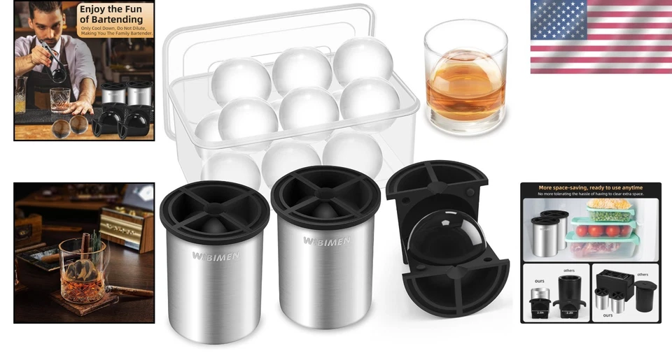 Máquina de bolas de hielo cristalino - Moldes de acero inoxidable de 2,5" con fácil desmoldeo Foto 2 de 4