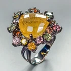 Handmade 12 ct+ Natural Lemon Quartz Ring 925 Sterling Silver Size 8 /R459765