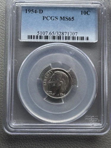 1954-D PCGS Roosevelt Dime MS65 MS-65 Silver Free Shipping