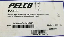 Pelco PA 402 pole mount adapter. New in open box. Fast shipping!!!