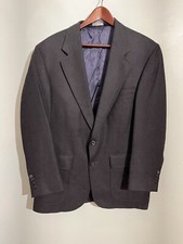 Lands End Sport Coat Blazer 40R Dark Blue Gray Textured Silk Wool Good Condition