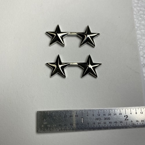5/8” Silver 2 Star - Police Collar Brass- Pins- NEW - Rank Insignia - Per Pair - Picture 2 of 5