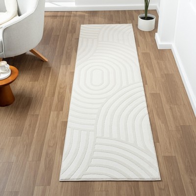 Indoor Geometric Cream 2x7 Area Rug