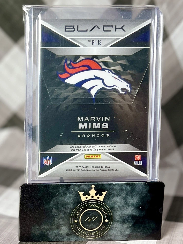 Marvin Mims Jr. 2023 Panini Black Rookie Influx Patch /150 #RI-18 DEN Broncos RC - Image 2 of 2