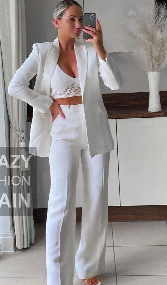 Zara wide clearance leg white pants