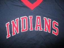 Throwback 1970s CLEVELAND INDIANS Sewn Letters T Shirt Large Mitchell & Ness