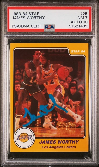 James Worthy 1983-84 Star NBA signed Rookie Card - PSA 7 mit PSA 10 AUTO
