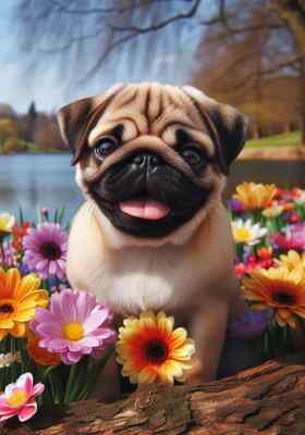 Springtime Pug Pug Fawn Springtime Flag | eBay