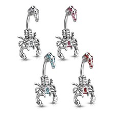 Surgical Steel Scorpion Scorpio Multi CZ Gems...