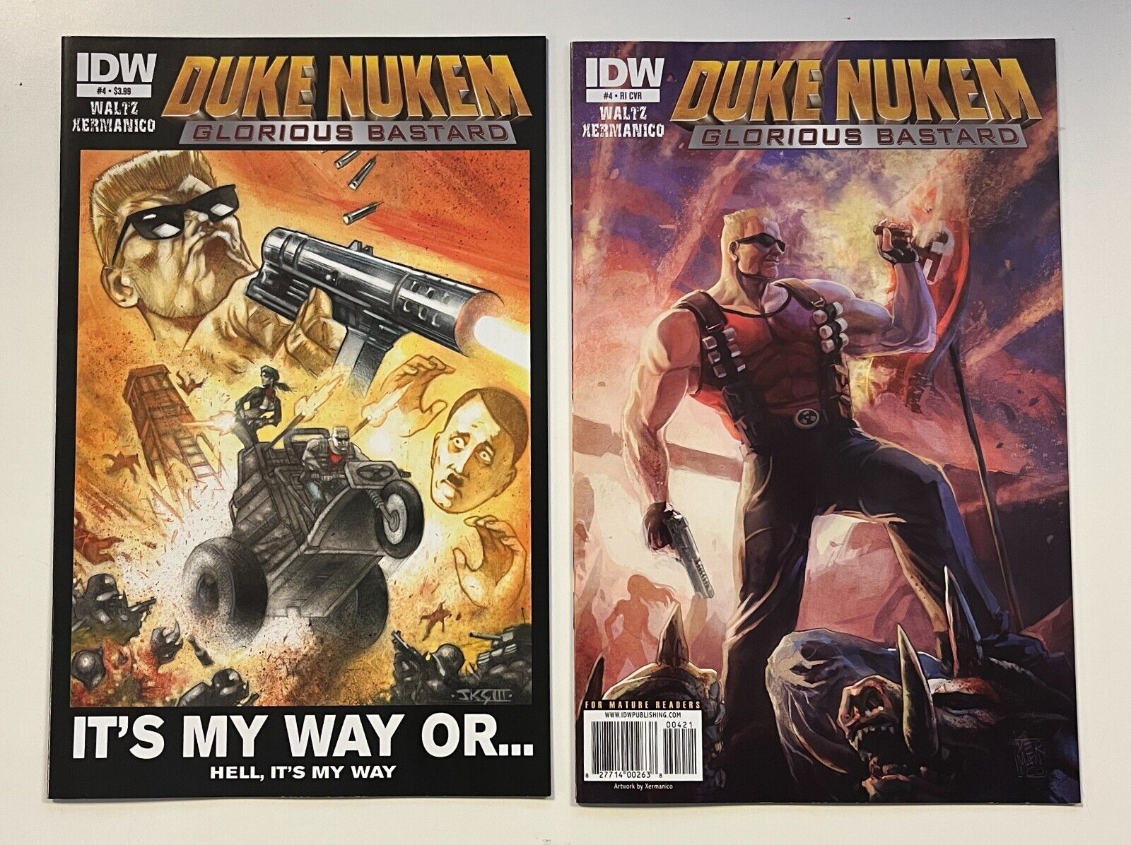 IDW: DUKE NUKEM: GLORIOUS BASTARDS #4: STANDARD & RI VARIANT: COMIC LOT of 2