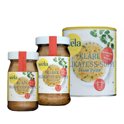 Klare Delikateß-Suppe Classic, kräftige Bouillon, zum Würzen - wela (0,46 /L)