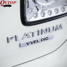 Set Chrome PLATINUM Vvel Dig Car Trunk Rear Emblem Badge Decals Sticker OEM ABS