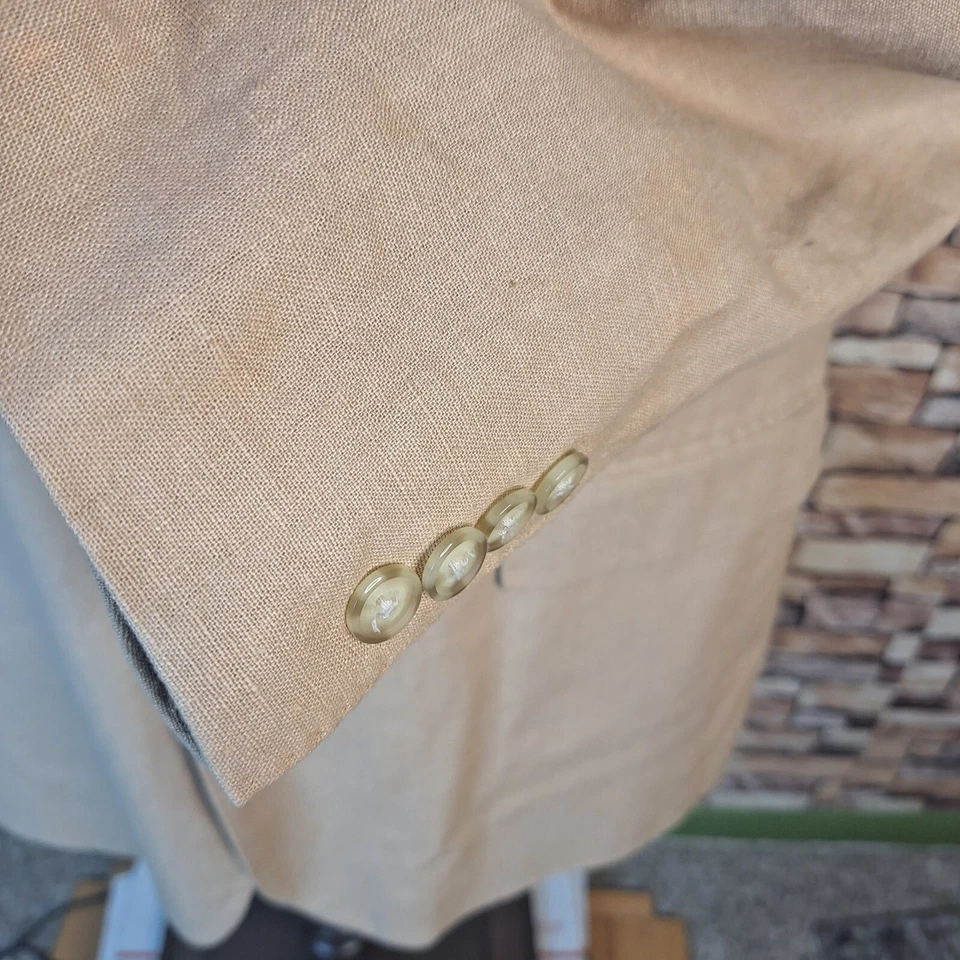 Chaqueta Abrigo Deportivo Perry Ellis Para Hombre 46R Tostado Lino Algodón Doble Ventilación Foto 3 de 4