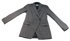 Calvin Klein Blazer Coat Womens Size 2 Gray Long Sleeve One Button Business New