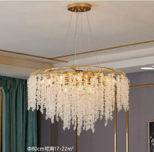 Modern Crystal Chandelier Gold Tree Branch Raindrop Gold Round Elegant Lighting