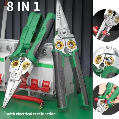8 in 1 Electrician Wire Stripping Pliers Multifunctional Maintenance Pliers Tool