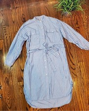 JW Anderson X Uniqlo Striped Shirt Dress Blue Size S