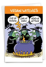 Humorous Halloween Greeting Card with 5" x 7" w/ Envelope 1 Card Vegan Witches