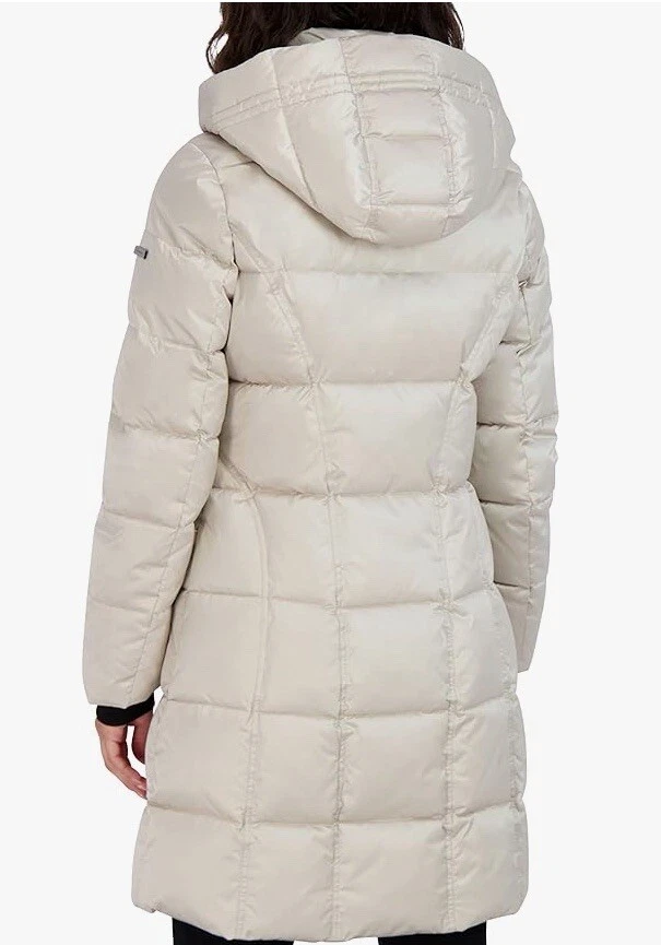 Tahari Women’s maxi Puffer Jacket Zipper Front Detachable Hood Storm Cuff 36” XS - Image 4 of 4