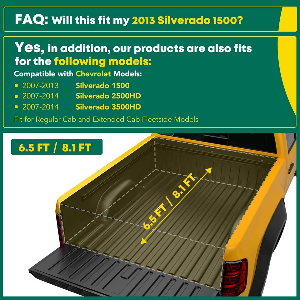 4 brotes de guardabarros estilo fábrica para Chevy Silverado 1500 2007-2013 78,7" 97,6" Foto 2 de 4