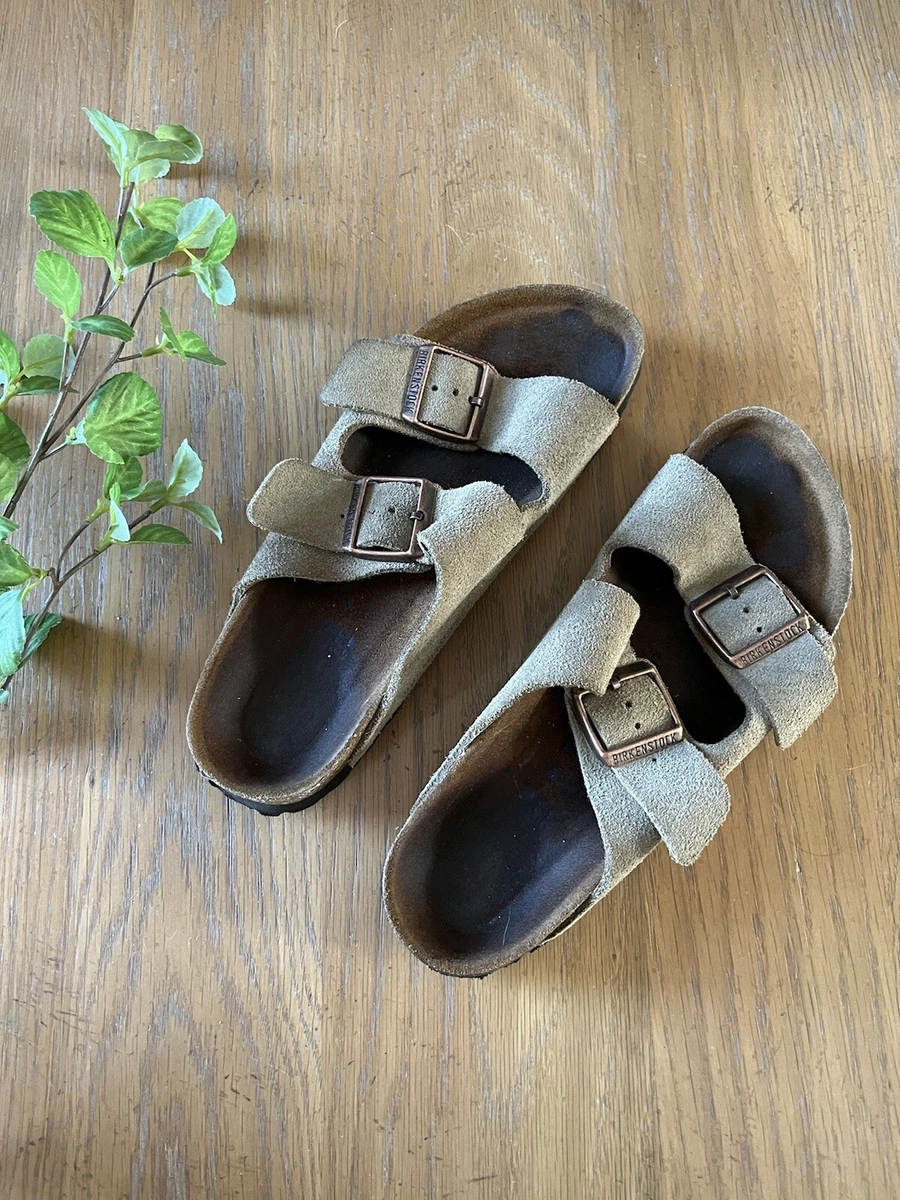 Birkenstock Arizona Soft food bed sandal suede leather tan taupe