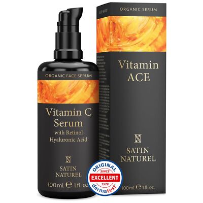 Vitamin C Serum hochdosiert 100ml mit Retinol +Hyaluron - Für Glow, gegen dunkle