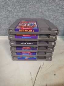 Mega Man Lot 1,2,3,4,5,6 Nintendo NES Authentic Cartridges +Sleeves+ Controllers