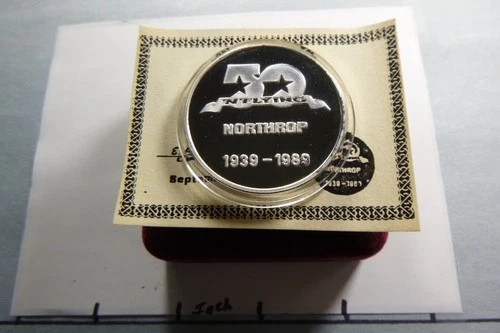 NORTHROP GRUMMAN AEROSPACE CO 50TH 1989 TRADE UNIT 999 SILVER COIN COA RARE 5NP5