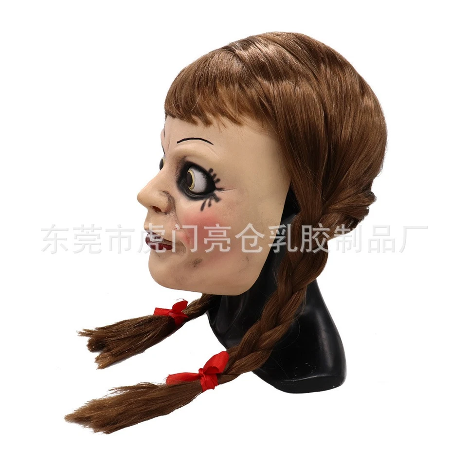 Cosplay The Conjuring Annabelle Scary Face Masks Halloween Masquerade Prop Latex - Image 4 of 4