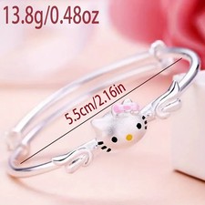 NEW Hello Kitty Face Bracelet Girls Womens Pink Bow Adjustable Zinc Alloy
