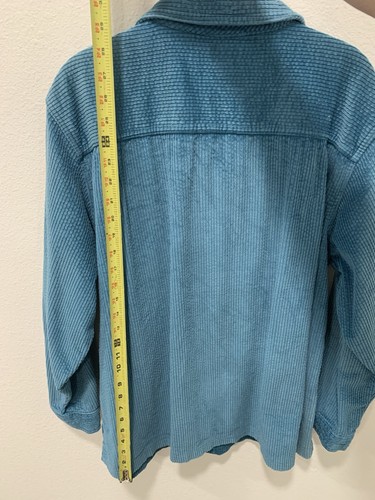 LL Bean Mujer’s XL Camisa Abotonada Chaqueta Verde Azulado Pana Algodón - Imagen 5 de 17