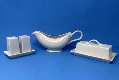 Martha Stewart Collection 3Pc SetFor Macys Gravy Boat Butter Dish Salt & Pepper