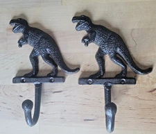 Dinosaur Wall  Hook Key Towel Coat Hanger Rustic Cast Iron Antique Brown