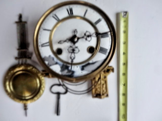 Antique German Petite Sonnaire 8 Day Wall Clock Movement Dial Damaged WORKS