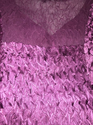 Komarov Dress L Pink Whimsigoth Crinkle Plisse Sheer Trim Cap Sleeve Vintage Y2K - Picture 6 of 10