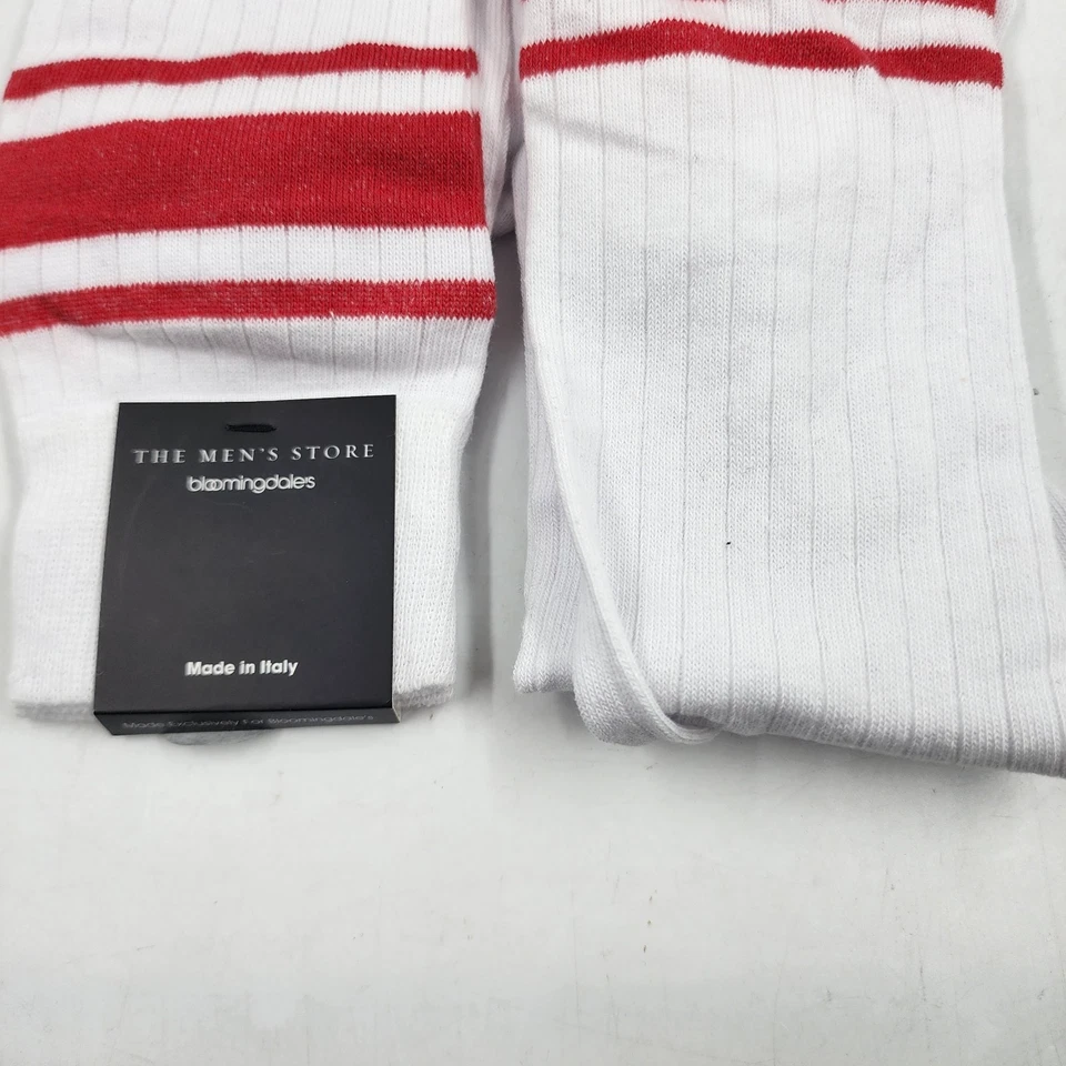 Calcetines tubo a rayas The Men's Store at Bloomingdale's 10-13 rojo fuego longitud doble Foto 2 de 4