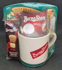 NOS Burma Shave Vintage Holiday Gift Set Mug Shaving Brush & Shaving Soap 1998