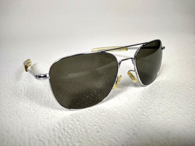 Vintage Randolph Engineering Aviator Flight 5 1/2 SHINY Chrome Pilot Sunglasses