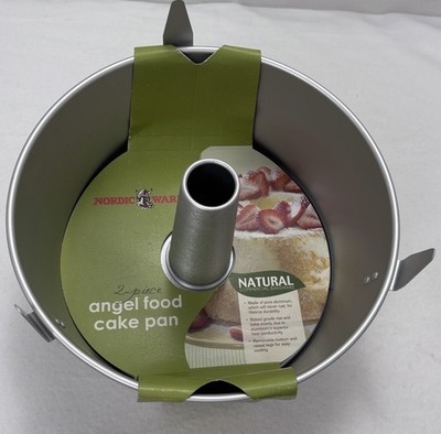 Nordic Ware Natural Aluminum Commercial 2 Piece Angel Food Cake Pan Bakeware NEW