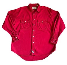 Vintage 90s Levis Mens Red Long Sleeve Denim Shirt M Medium Red Tab Two Pockets