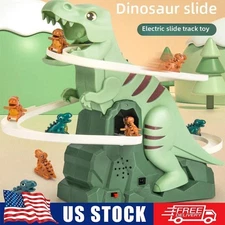 Dinosaur assembly puzzle fun electric slide track toy car birthday gift