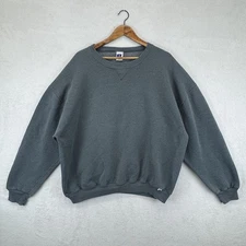 Russell Athletic Sweatshirt Mens 2XL Gray Crewneck Fleece V-Stitch Pullover