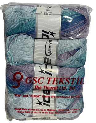 Ice Yarns #44693 Cotton Hand Knitting Magic Blue Shades NOS Lot of 4 Skeins  T2