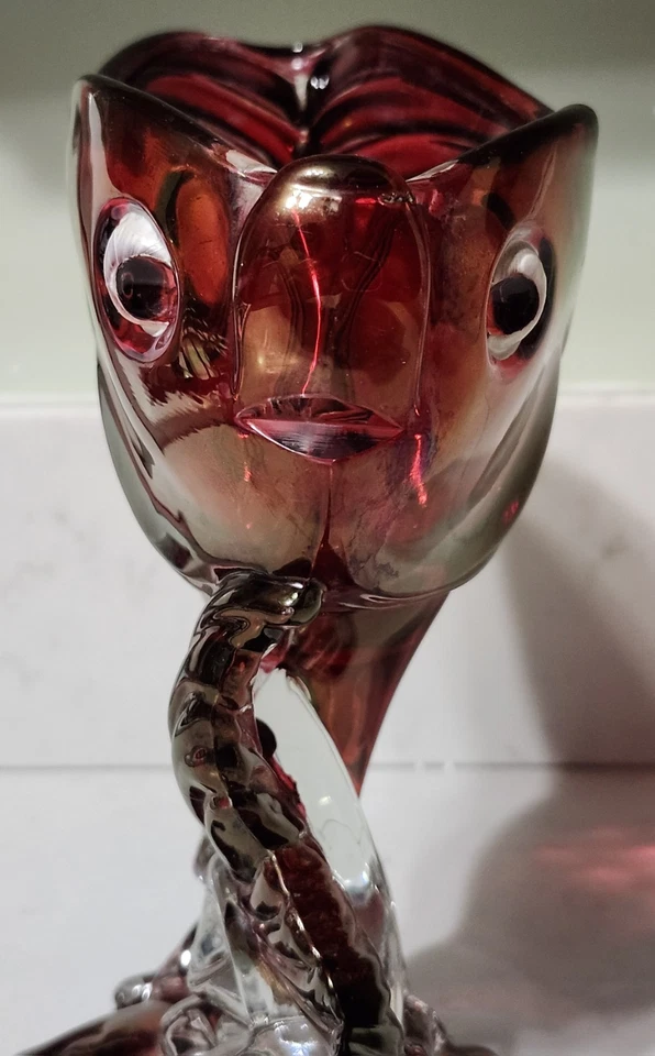 Antique Ruby Stained Heisey Tropical Fish Vase - Image 4 of 4