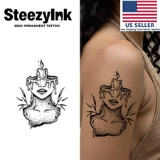 SteezyInk temporary tattoo Candlelit Expression last upto 2 weeks 4 x 4 inch
