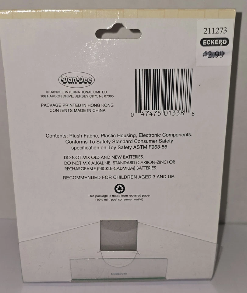 Vtg Dan Dee PALM PET Chirping Chick Blue Bunny Ears Easter Toy Works - Image 4 of 4